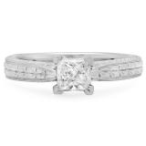 0.44 Carat (ctw) 14k White Gold Princess Cut Diamond Ladies Solitaire Bridal Engagement Ring