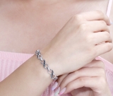 0.75 Carat (ctw) Sterling Silver Round Black Diamond Ladies Infinity Heart Tennis Link Bracelet 3/4 CT
