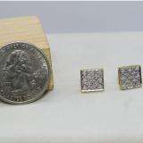 0.25 Carat (ctw) Round Diamond Square Mens Hip Hop Iced Stud Earrings 1/4 CT 18K Yellow Gold Plated Sterling Silver