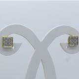 0.25 Carat (ctw) Round Diamond Square Mens Hip Hop Iced Stud Earrings 1/4 CT 18K Yellow Gold Plated Sterling Silver