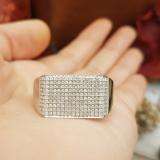 0.85 Carat (ctw) Platinum Plated Sterling Silver Round Cut Diamond Mens Flashy Hip Hop Pinky Ring