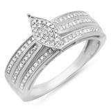 0.40 Carat (ctw) Sterling Silver Round Cut Diamond Ladies Bridal Engagement Ring