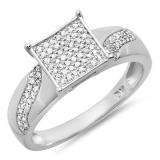 0.40 Carat (ctw) Sterling Silver Round Cut Diamond Ladies Bridal Engagement Ring