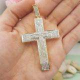 2.00 Carat (ctw) 18K Yellow Gold Plated Sterling Silver Micro Pave Diamond Mens Hip Hop Religious Cross Pendant
