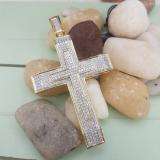 2.00 Carat (ctw) 18K Yellow Gold Plated Sterling Silver Micro Pave Diamond Mens Hip Hop Religious Cross Pendant