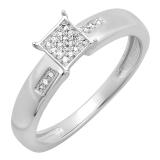 0.10 Carat (ctw) Sterling Silver Round Cut Diamond Ladies Bridal Engagement Ring
