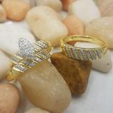 0.35 Carat (ctw) 18K Yellow Gold Plated Sterling Silver Round White Diamond Men & Womens Micro Pave Engagement Ring Trio Bridal Set 1/3 CT