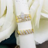 0.35 Carat (ctw) 18K Yellow Gold Plated Sterling Silver Round White Diamond Men & Womens Micro Pave Engagement Ring Trio Bridal Set 1/3 CT
