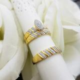 0.35 Carat (ctw) 18K Yellow Gold Plated Sterling Silver Round White Diamond Men & Womens Micro Pave Engagement Ring Trio Bridal Set 1/3 CT