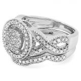 0.55 Carat (ctw) Sterling Silver Round White Diamond Womens Micro Pave Engagement Ring Set 1/2 CT