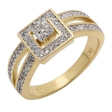 0.25 Carat (ctw) 18k Yellow Gold Plated Sterling Silver White Diamond Ladies Split Shank Bridal Engagement Ring 1/4 CT