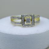 0.25 Carat (ctw) 18k Yellow Gold Plated Sterling Silver White Diamond Ladies Split Shank Bridal Engagement Ring 1/4 CT