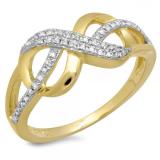 0.15 Carat (ctw) 18K Yellow Gold Plated Sterling Silver Round White Diamond Ladies Split Shank Infinity Love Promise Ring