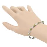 3.38 Carat (ctw) Sterling Silver Real Oval Cut Peridot & Round White Diamond Ladies Infinity Link Bracelet