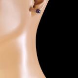 1.42 Carat (ctw) Sterling Silver Round Cut Amethyst & White Diamond Ladies Halo Stud Earrings