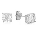 2.00 Carat (ctw) Sterling Silver Round Cut Genuine White Topaz Ladies Basket Setting Stud Earrings 2 CT
