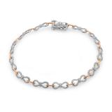 0.52 Carat (ctw) 14K Two Tone Gold Round White Diamond Ladies Infinity Bow Style Tennis Link Bracelet 1/2 CT