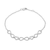 0.24 Carat (ctw) 14K White Gold Round White Diamond Ladies Infinity Heart Link Bracelet 1/4 CT