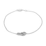 0.14 Carat (ctw) 14K White Gold Round White Diamond Ladies Slipper Shaped Anklet Cable Link Bracelet