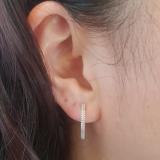 0.15 Carat (ctw) 14K White Gold Round Cut White Diamond Ladies Micro Pave Hoop Earrings