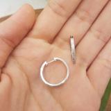0.15 Carat (ctw) 14K White Gold Round Cut White Diamond Ladies Micro Pave Hoop Earrings