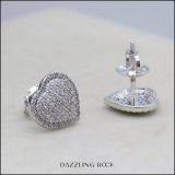 0.37 Carat (ctw) 14K White Gold Round Cut White Diamond Ladies Heart Shape Fashion Stud Earrings