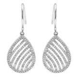 0.32 Carat (ctw) 14K White Gold Round Cut White Diamond Dangling Drop Earrings 1/3 CT