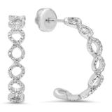 0.24 Carat (ctw) 14K White Gold Round Cut White Diamond Ladies Infinity Hoop Earrings 1/4 CT