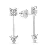 0.07 Carat (ctw) 14K White Gold Round Cut White Diamond Ladies Arrow Shape Drop Earrings