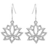 0.20 Carat (ctw) 14K White Gold Round Cut White Diamond Ladies Cluster Flower Drop Earrings