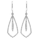 0.22 Carat (ctw) 14K White Gold Round White Diamond Ladies Kite Shape Dangling Drop Earrings 1/3 CT