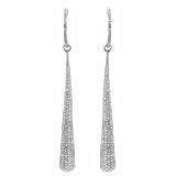 0.52 Carat (ctw) 14K White Gold Round Diamond Ladies Vintage Style Long Dangling Teardrop Earrings 1/2 CT