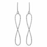 0.36 Carat (ctw) 14K White Gold Round Diamond Ladies Infinity Style Long Dangling Drop Earrings 1/3 CT
