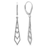 0.27 Carat (ctw) 14K White Gold Round White Diamond Ladies Kite Shape Dangling Drop Earrings 1/4 CT