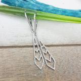 0.27 Carat (ctw) 14K White Gold Round White Diamond Ladies Kite Shape Dangling Drop Earrings 1/4 CT