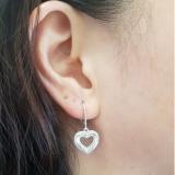 0.23 Carat (ctw) 14K White Gold Round Cut White Diamond Ladies Heart Shape Dangling Drop Earrings 1/4 CT