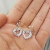 0.23 Carat (ctw) 14K White Gold Round Cut White Diamond Ladies Heart Shape Dangling Drop Earrings 1/4 CT