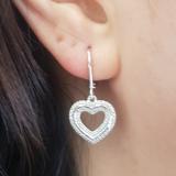 0.23 Carat (ctw) 14K White Gold Round Cut White Diamond Ladies Heart Shape Dangling Drop Earrings 1/4 CT