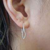 0.15 Carat (ctw) 14K White Gold Round Diamond Ladies Flame-shaped Dangling Drop Earrings