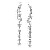 0.25 Carat (ctw) 14K White Gold Round White Diamond Ladies Stars Dangling Drop Earrings 1/4 CT