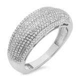 0.36 Carat (ctw) 14K White Gold Round Diamond Ladies Bridal Anniversary Wedding Band 1/3 CT