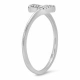 0.05 Carat (ctw) 14K White Gold Round White Diamond Ladies Bridal Vintage Right Hand Arrow Ring