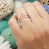0.14 Carat (ctw) 14K White Gold Round Diamond Ladies Anniversary Wedding Band Double V Shaped Chevron Ring