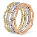 0.54 Carat (ctw) 14K White Yellow & Rose Gold Round White Diamond Ladies Infinity Crossover Swirl Anniversary Wedding Band 1/2 CT