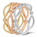 0.51 Carat (ctw) 14K White Yellow & Rose Gold Round White Diamond Ladies Infinity Crossover Swirl Anniversary Wedding Band 1/2 CT