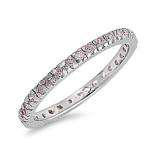1.00 CT Rhodium Plated Round Pink CZ Cubic Zirconia Ladies Eternity Stackable Ring Wedding Anniversary Band (Available in size 6 7 8)