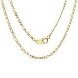 10k Yellow Gold Ladies Mens Unisex Figaro Chain Necklace (18 inch)