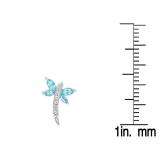 1.70 Carat (ctw) Sterling Silver Marquise & Round Cut Blue & White Topaz Ladies Dragonfly Stud Earrings