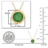 Round Emerald Solitaire Pendant with 18 Inch Gold Chain for Women (1.00 ctw Color Green Clarity Highly Included) in 10K Yellow Gold