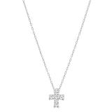 0.10 Carat (ctw) 18K White Gold Round Diamond Ladies Cross Pendant 1/10 CT (Silver Chain Included)